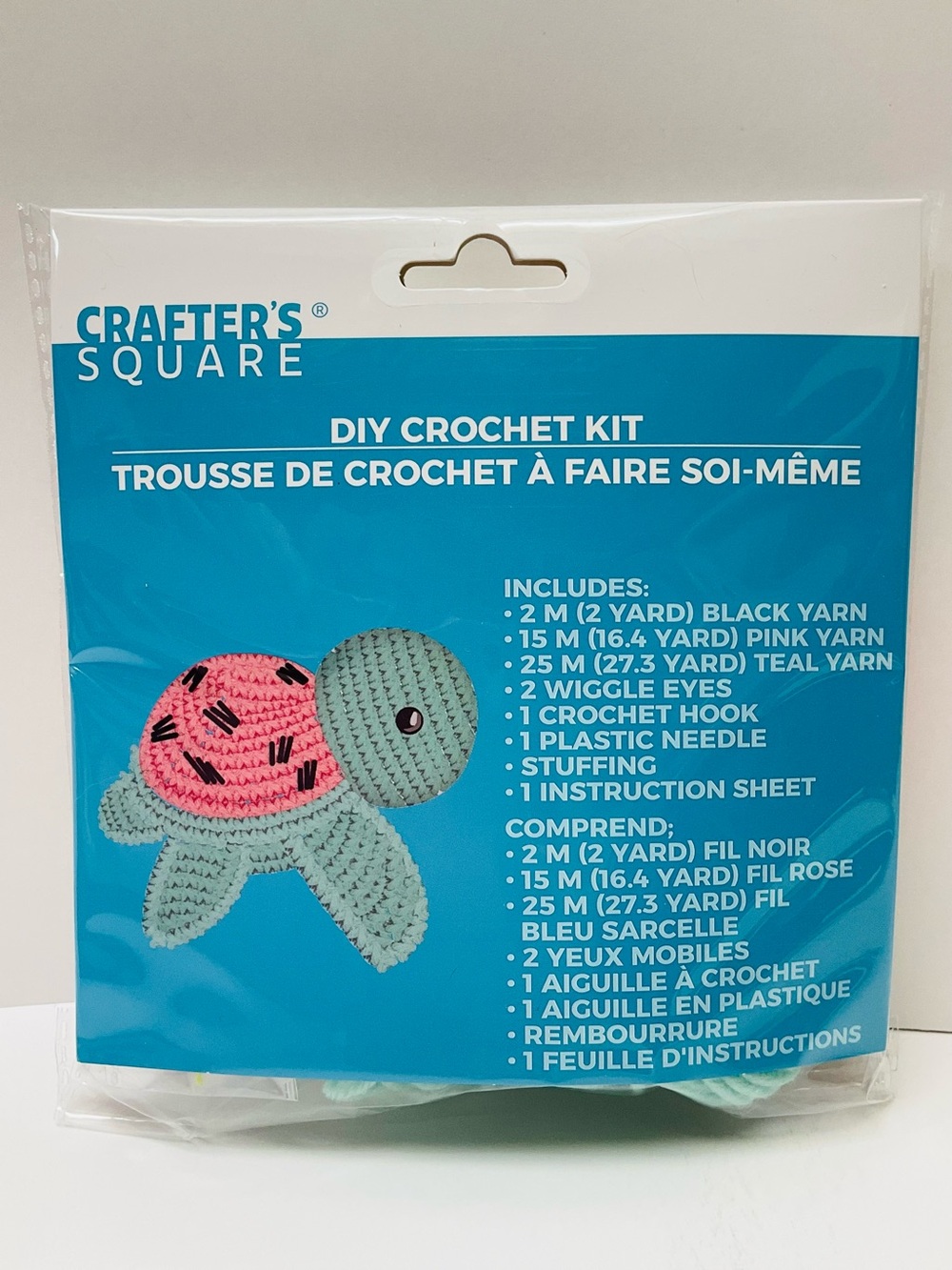 🌼4/$10🌼 NEW Crafter's Square DIY Crochet Turtle Kit - Teal & Pink Yarn